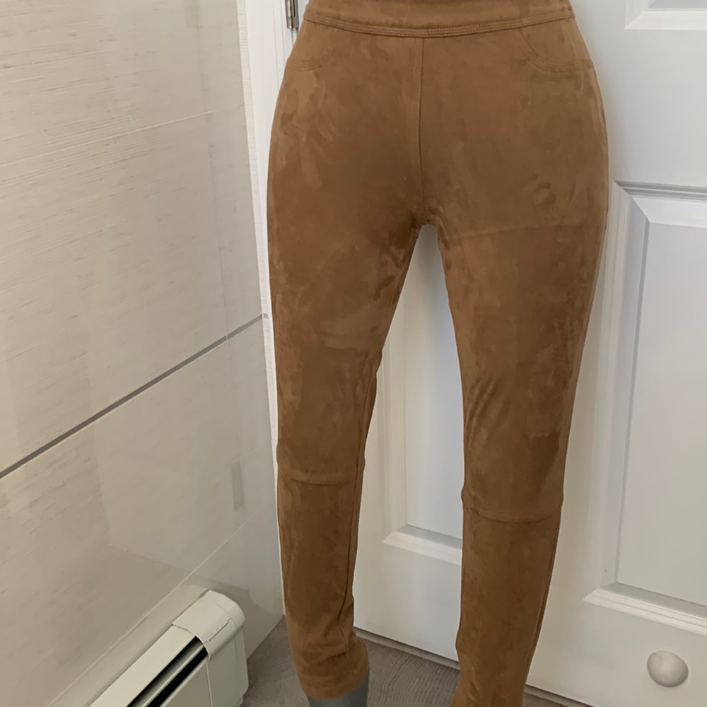 Size S Lovely Tan faux suede washable pull/on elastic waist stretchy pants